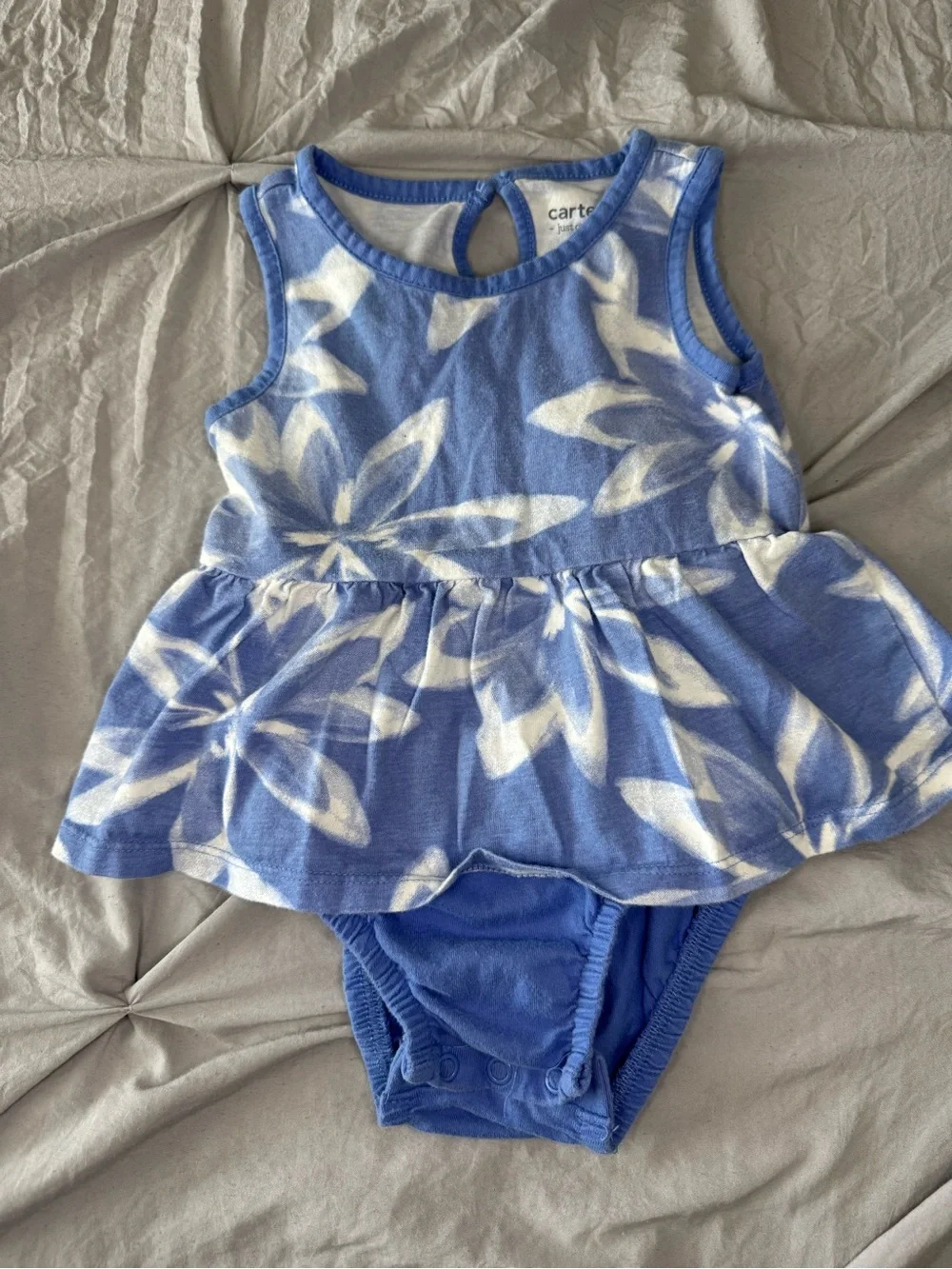 Carter's Blue Floral Sleeveless Bodysuit Dress